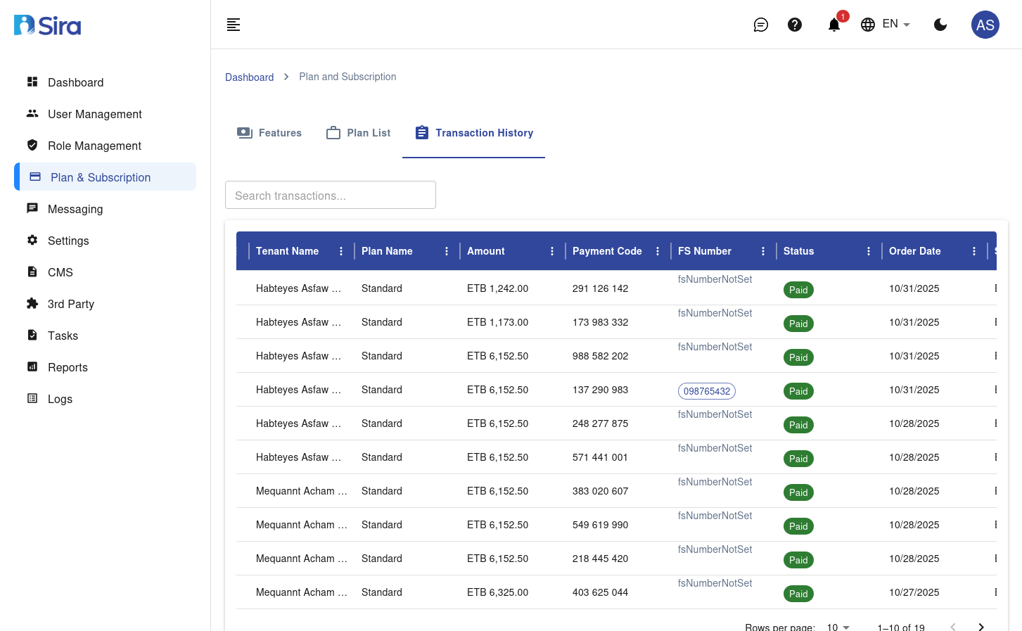 plan management Page